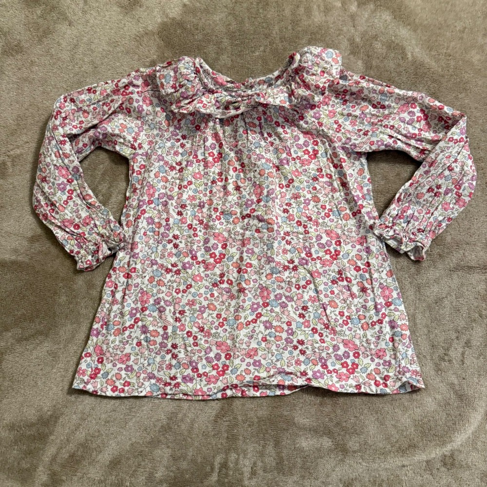 Little English Girls Floral Ruffle Collar Long Sleeve Top Pink Purple Size 7